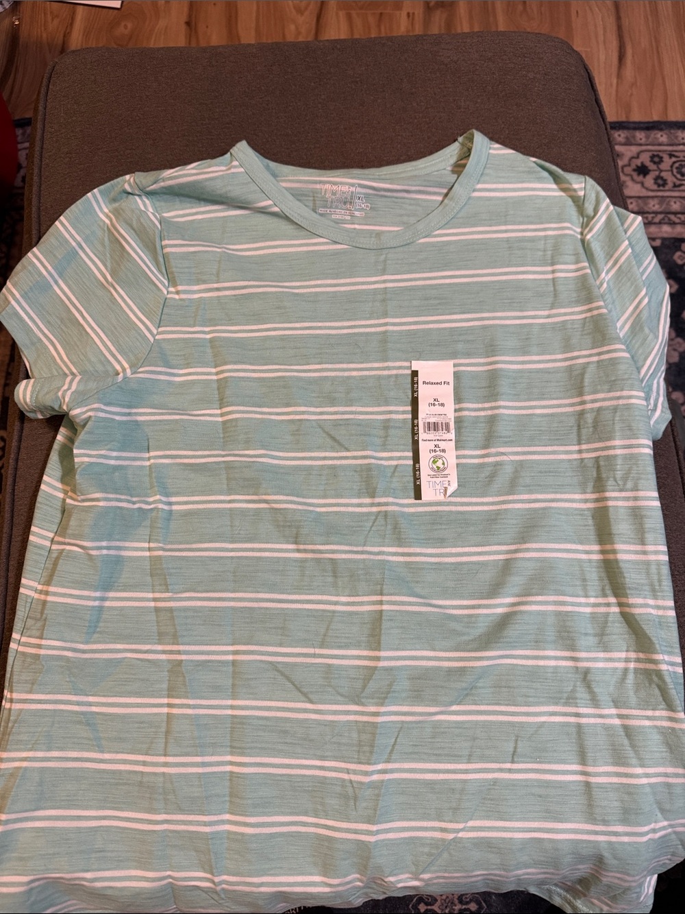 Women’s teal striped T-shirt